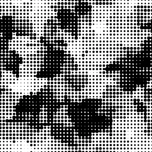 Full Sömlös Halftone Kamouflage Textur Mönster Enfärgad Vektor Svart Och — Stock vektor