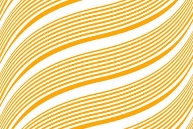 Dalga çizgileri vektörüyle tam kusursuz arkaplan. Dikey dalga çizgileri olan turuncu ve beyaz dokular. Moda ve dekor kumaş baskısı için dikey çizgiler tasarımı.