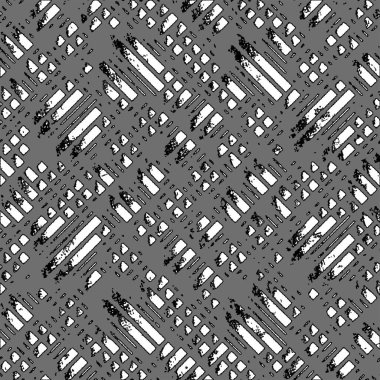 Kusursuz Hasarlı Düzen. Monokrom Vektör. Siyah ve Beyaz Elbise Kumaş Parmak izi. Tekstil ve Ev Dekorasyonu için Tasarım. 
