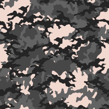 Kusursuz koyu askeri kamuflaj desen vektörü. Kızlar için koyu renk tasarımı, erkekler için tekstil kumaş ve duvar kağıdı baskısı. Moda ve ev tasarımı için tasarım.