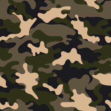 Askeri tekstil için tam kusursuz kamuflaj dokusu deri modeli vektörü. Ceket Pantolonu, Gömlek ve Şort için kullanılabilir. Kumaş baskısı ve duvar kağıdı avlamak için kirli ordu kamuflaj tasarımı.