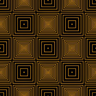 Dekor ve tekstil kumaş baskısı için kusursuz altın geometrik kare desen. Moda ve ev tasarımı için dekoratif model tasarımı.