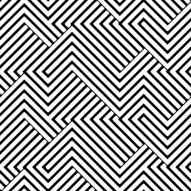 Dekor ve tekstil için kusursuz modern geometrik desen. Tekstil kumaş baskı ve duvar kağıdı için siyah beyaz zikzak çizgileri. Moda ve ev tasarımı için soyut çok amaçlı model tasarımı