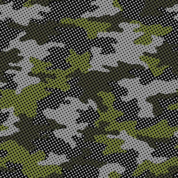 Volledige Naadloze Militaire Camouflage Huid Halftone Gestippelde Patroon Vector Voor — Stockvector