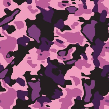 Dekor ve tekstil için kusursuz pembe kamuflaj desenli desen vektörü. Deri kumaşı ve duvar kağıdı için ordu maskeleme tasarımı. 