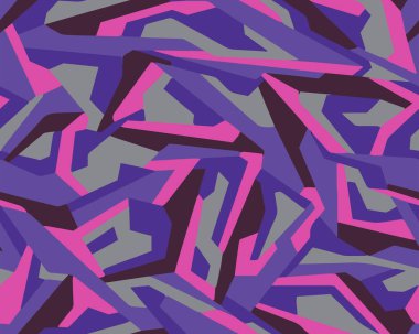 Tam kusursuz geometrik kamuflaj desen vektörü. Ceket Pantolonu, Gömlek ve Şort için kullanılabilir. Fuchsia ordusu tekstil kumaş baskısı. Askeri kamuflaj tasarımı.