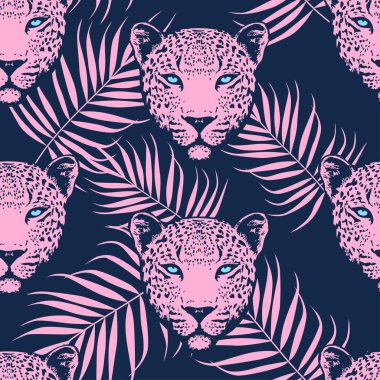 Leopar palmiye yaprak desenli