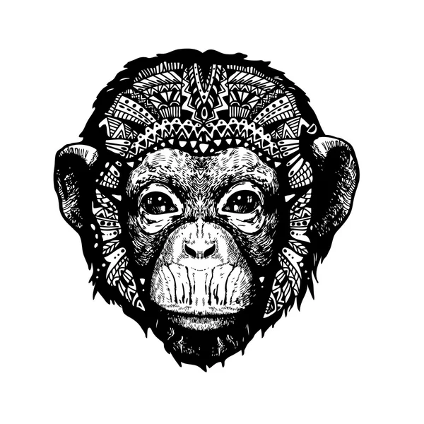 Monkey Head doodle styl — Stockový vektor