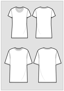 Beyaz t-shirt teknik kroki