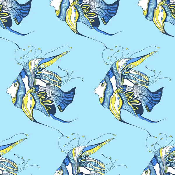 Seamless pattern of decorative fish — Stock Vector