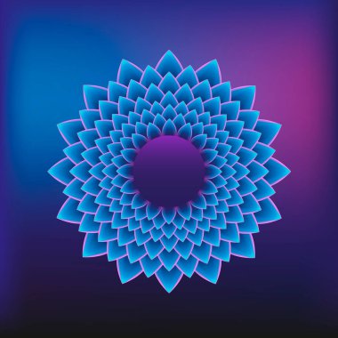 Mavi arkaplanda soyut fraktal mandala