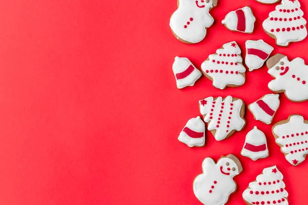 Maquete Criativo Com Biscoitos Forma Boneco Neve Sino Árvore Natal Fotos De Bancos De Imagens