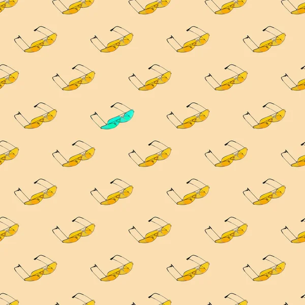 Бесшовный Рисунок Петли Желтыми Солнцезащитными Очками Песчаном Фоне Тёмные Тени — стоковое фото