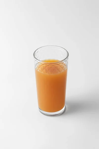 Vidro Com Suco Cítrico Cor Laranja Isolado Fundo Branco Cinza — Fotografia de Stock