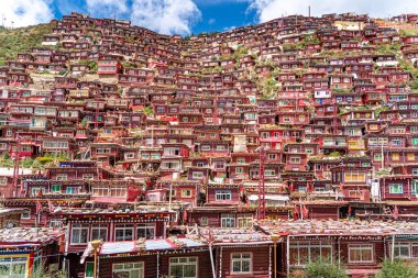 The view of larung academy in Larung Gar on Tibet clipart