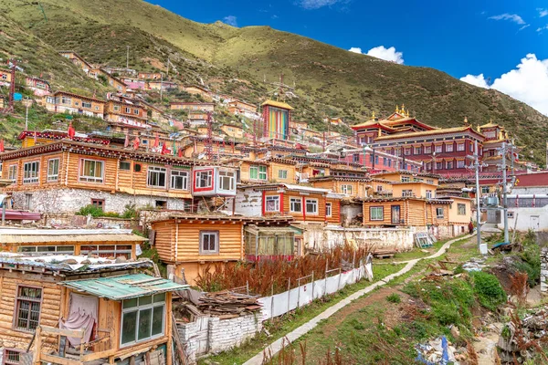 Larung Gar Larung Akadémia Látképe Tibetben — Stock Fotó