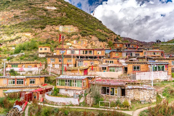 Larung Gar Daki Larung Akademisi Nin Tibet Teki Görüşü — Stok fotoğraf