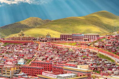 The view of larung academy in Larung Gar on Tibet clipart