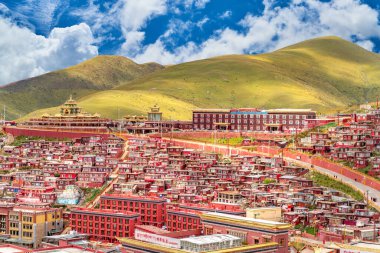 The view of larung academy in Larung Gar on Tibet clipart