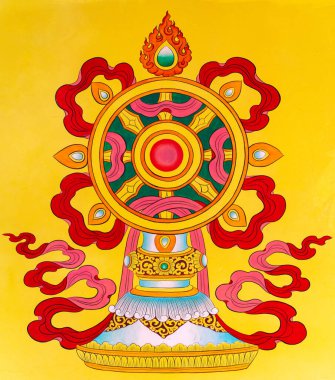 Tibet 'teki eski Budist tapınağının manzarası.
