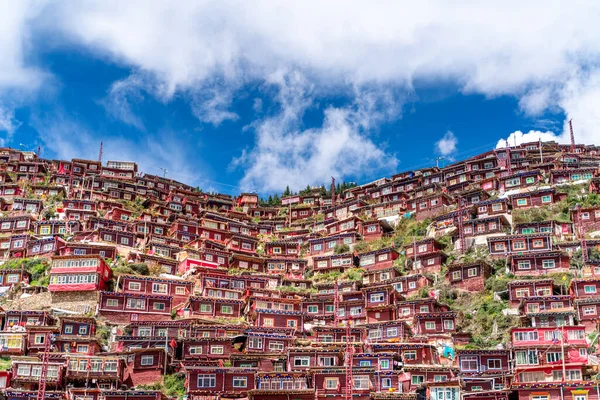 Widok Akademii Larung Larung Gar Tybet — Zdjęcie stockowe