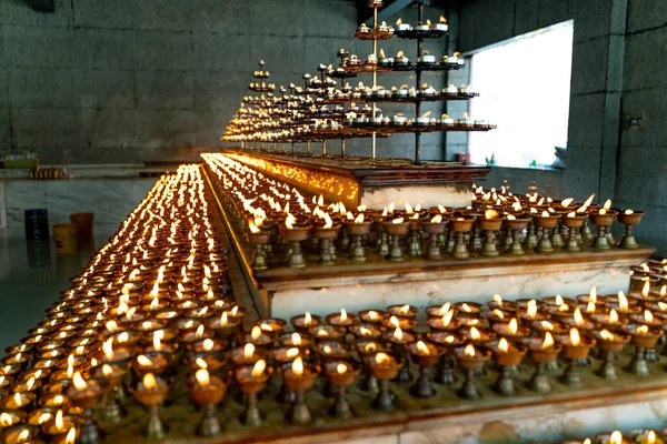 Velas Dentro Templo Budista Larung Gar Tibete — Fotografia de Stock