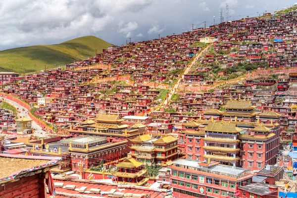 Larung Gar Larung Akadémia Látképe Tibetben — Stock Fotó