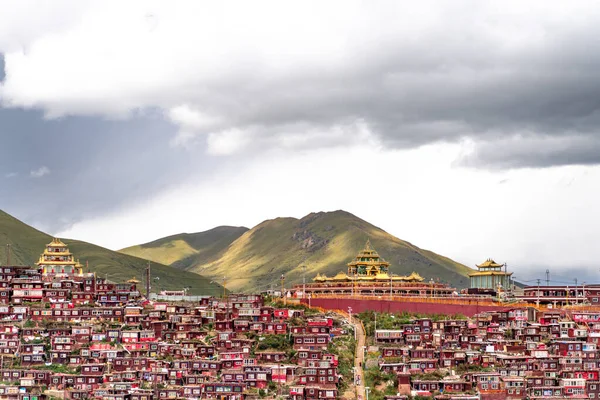 Θέα Της Ακαδημίας Larung Gar Στο Θιβέτ — Φωτογραφία Αρχείου