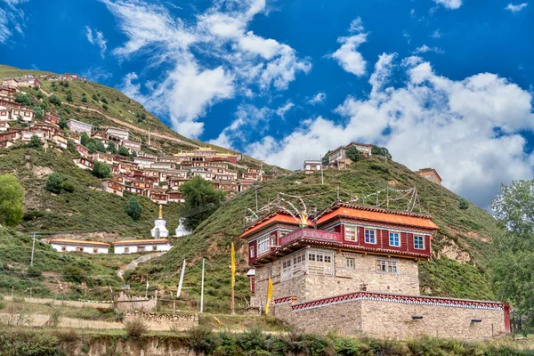 Tibet Teki Geleneksel Uzak Tibet Köyü Aile Evinin Manzarası — Stok fotoğraf