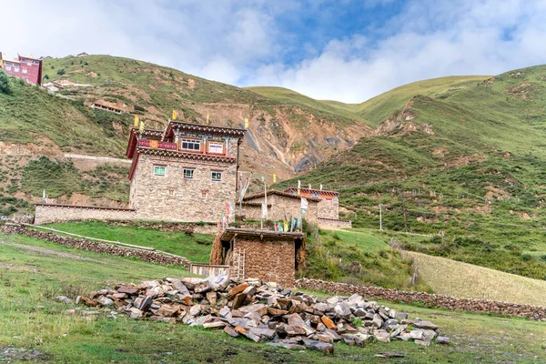 Tibet Teki Geleneksel Uzak Tibet Köyü Aile Evinin Manzarası — Stok fotoğraf