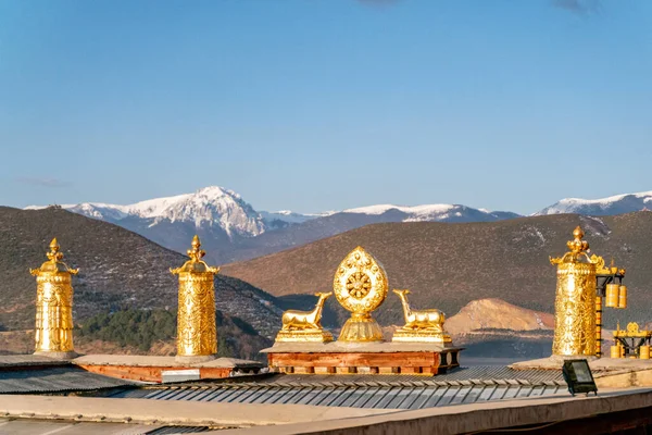 Vista Incrível Templo Budista Tradicional Templo Guihua Shangri China — Fotografia de Stock