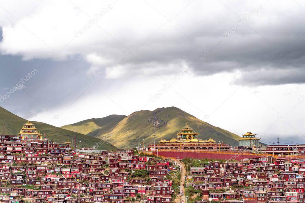 The view of larung academy in Larung Gar on Tibet