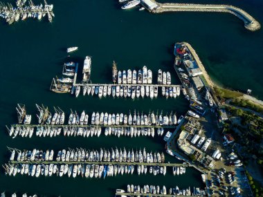 Bodrum Limanı ve antik Kalesi 'nin insansız hava aracından inanılmaz panoramik manzara