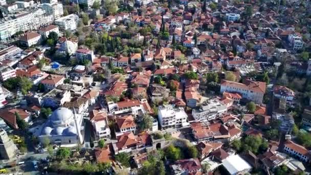 Flygfoto Antalya Bay Antalya Stad Från Hög Punkt Drönare Flyga — Stockvideo