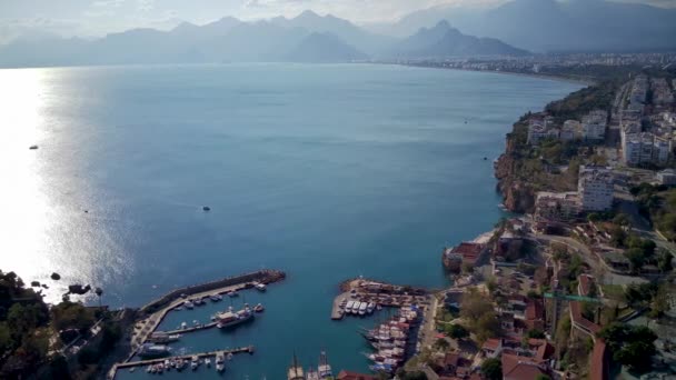 Antalya Antalya Körfezi Nin Güneşli Bir Günde Insansız Hava Aracının — Stok video