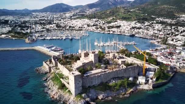 Toller Rundblick Von Der Drohne Auf Wunderschöne Yachten Den Hafen — Stockvideo