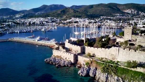 Türkiye Nin Mugla Ilçesindeki Bodrum Limanı Antik Kalesi Nin Güzel — Stok video