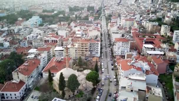 Luftaufnahme Der Hauptstadt Der Provinz Aydin Stadt Aydin Vom Höhepunkt — Stockvideo