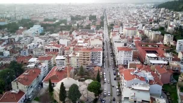 Luftaufnahme Der Hauptstadt Der Provinz Aydin Stadt Aydin Vom Höhepunkt — Stockvideo