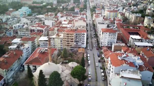 Luftaufnahme Der Hauptstadt Der Provinz Aydin Stadt Aydin Vom Höhepunkt — Stockvideo