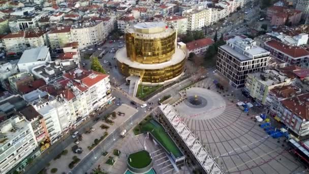 Luftaufnahme Der Hauptstadt Der Provinz Aydin Stadt Aydin Vom Höhepunkt — Stockvideo