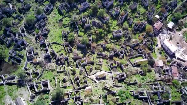 Drone Vista Mundialmente Famosa Ciudad Fantasma Kayakoy Cerca Olludeniz Fethiye — Vídeo de stock