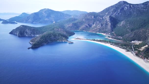 Fantastisk Vacker Panoramautsikt Från Drönare Naturparken Oludeniz Och Fethiye Blå — Stockvideo