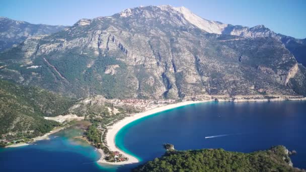 Niesamowity Piękny Widok Panoramiczny Drona Naturalnego Parku Oludeniz Fethiye Niebieskiej — Wideo stockowe