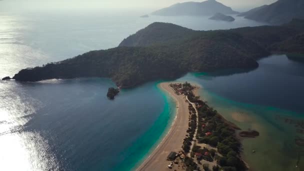 Oludeniz Fethiye Nin Doğal Parkının Insansız Hava Aracının Muhteşem Panoramik — Stok video