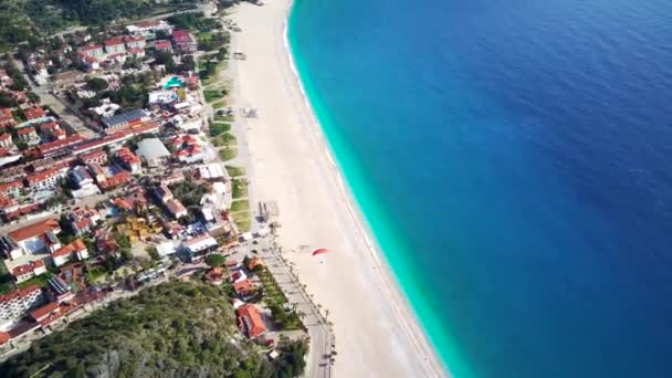 Prachtig Panoramisch Uitzicht Vanaf Drone Van Natuurpark Oludeniz Fethiye Blauwe — Stockvideo