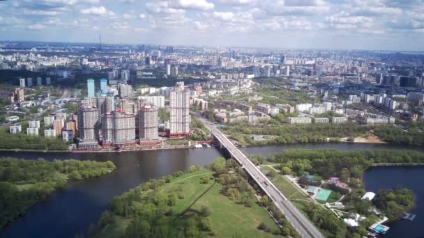 Incredibile Alto Angolo Superiore Drone Vista Strogino Shchukinodistrict Che Sono — Video Stock