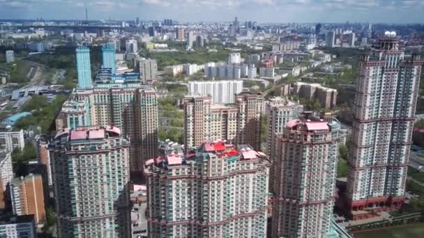 Úžasný Vysoký Úhel Horní Drone Pohled Strogino Shchukinodistrict Které Nacházejí — Stock video
