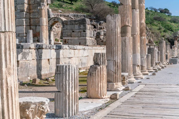 Selcuk Izmir Türkei Säulen Des Memmius Denkmals Den Ruinen Von — Stockfoto