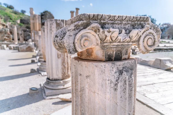 Selcuk Izmir Türkei Säulen Des Memmius Denkmals Den Ruinen Von — Stockfoto